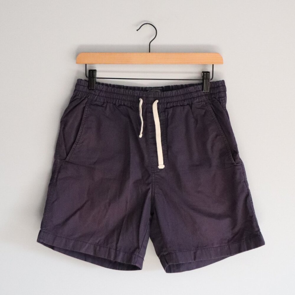 J. Crew‎ Mens Blue S Cotton Dock Pull On Flat Front Elastic Comfy Outdoor Shorts